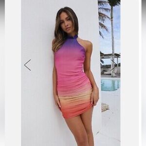 Hello Molly OUT OF ATTENTION OMBRE MESH MINI DRESS